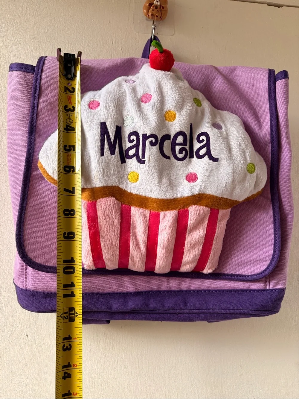Personalized Purple Cupcake Kids Backpack with Pink Accents